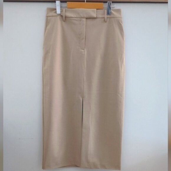 RACHEL  ZOE | Women's Tan Front Slit Stretchy Midi Skirt NWOT - Picture 1 of 5
